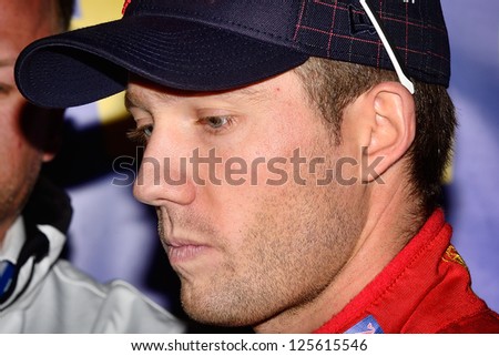 SALOU, SPAIN - OCT 20 : French Sebastien Ogier during the Rally RACC - Rally of Spain, on OCT 20, 2011 in Salou, Spain