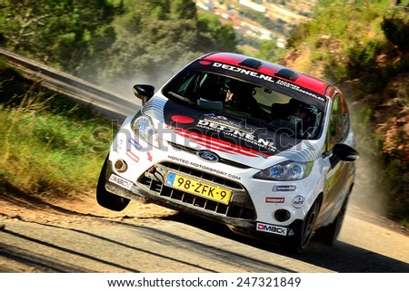 SALOU, SAPIN - OCT 25: Dutch driver Kevin Van Deijne and his codriver Annemiek Hulzebos in a Ford Fiesta R2 race in the 50th Rally RACC Rally of Spain, on Oct 25, 2014 in Salou, Spain.