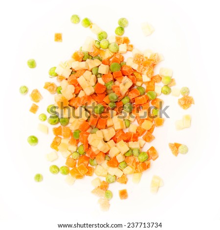 Frozen vegetables , Mixed frozen vegetables on white background