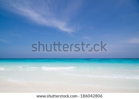 Clean white sand beach and clear water at Tachai island, Thailand