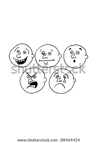 Five faces, five emotions