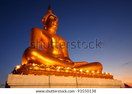 big buddha statue of the east thailand right after sunset