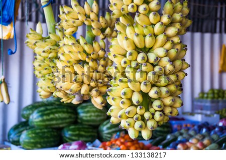 Bananas for sale at a Market stall in the United Arab Emirates