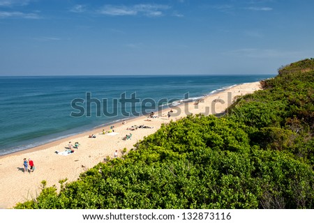 NAUSET, CAPE COD, MA - JUNE 18: A sunny summer\'s day on June 18, 2010 at Nauset Light Beach. Cape Cod was the historic landing of Mayflower and is today a major travel destination in Massachusetts.