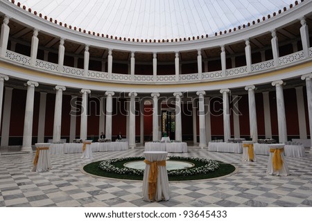 The atrium of the Zappeion in Athens, Greece. Zappeion was the first building to be erected specifically for the olympic games in modern time.