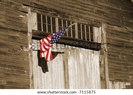 Sepia Tone photo with Colored US Flag