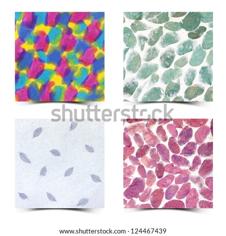 Mulberry paper set of square with  white background, hand made.