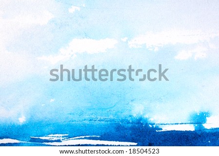 stock photo : Abstract watercolor background with blue wash layers