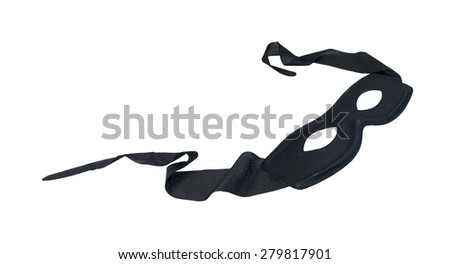 Black mask that ties in the back to stay secured to the head - path included