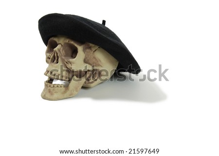 skull wearing beret