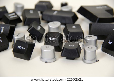 Various computer keyboard keys including home, delete, and end