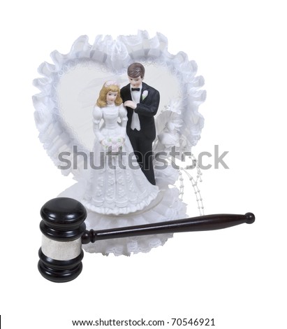 stock photo Wedding cake topper with lace and bride and groom with a 