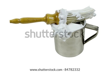 Large shaving brush used for spreading shaving cream in a large metal cup - path included