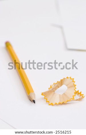 sharpened pencil and pencil shavings