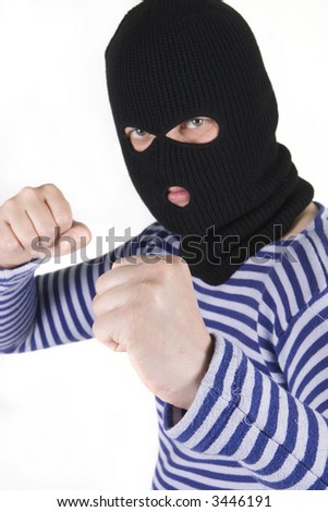 bandit wearing military mask