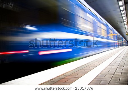 fast train passing by. motion blur