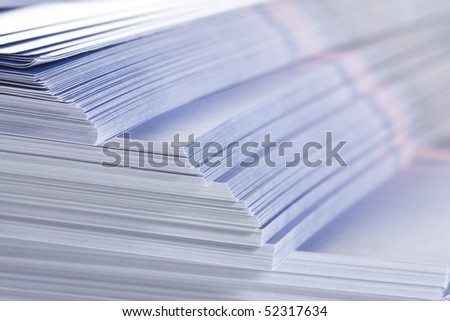 stack of flyers, selective focus