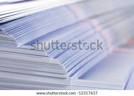 stack of flyers, selective focus