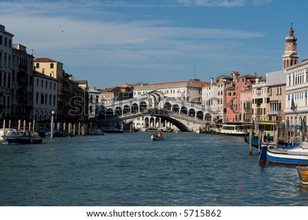 Rialto bridge, one of the most famous landmarks of Venice, Italy
