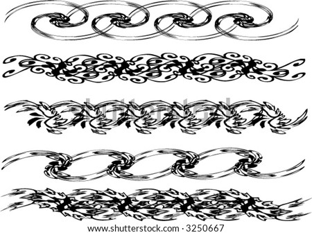 stock vector : vector set of border style illustrated line designs black on 