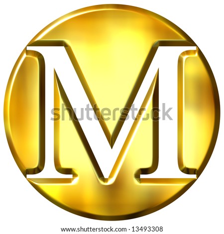 letter m images. photo : 3d golden letter M