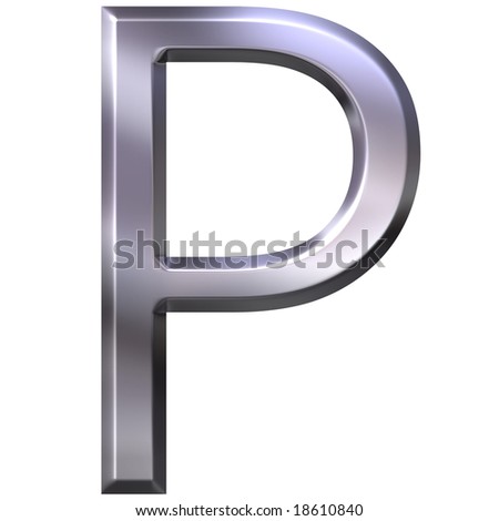 stock photo 3d silver letter P