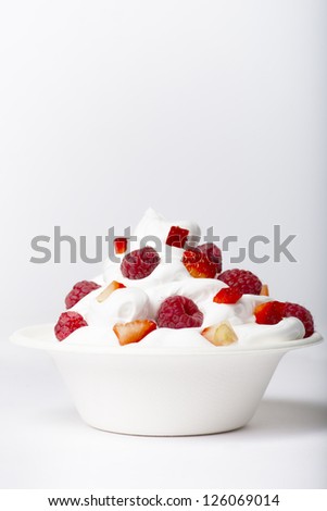 frozen yogurt with strawberry and rasperry