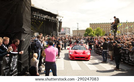 STOCKHOLM - MAY 24 2015  A Ferrari F50 at the start of the 2015 Gumball 3000 Rally from Stockholm to Vegas. The Ferrari F50 is a classic Ferrari worth around $1.4m