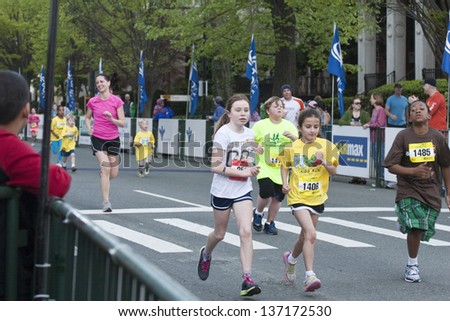 RICHMOND, VA., APRIL 13, The Virginia 529 Kids Run, April 13, 2013 - Richmond, Virginia. children participate in the Virginia 529 Kids Run. A one-mile event for kids. in Richmond, Va., April 13, 2013