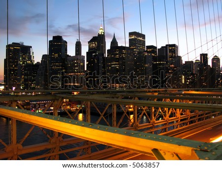 new york city skyline at sunset. of New York City skyline