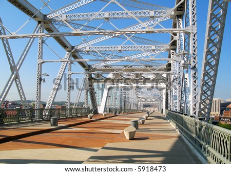 The Shelby Street Bridge in Nashville, TN used as a pedestrian walking bridge.