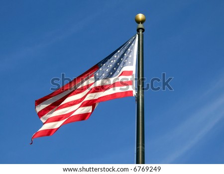 american flag waving in the wind. stock photo : American flag