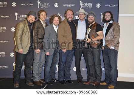 LAS VEGAS - APRIL 3 - The Zac Brown Band with James Taylor in the press room at the 46th Annual Academy of Country Music Awards in Las Vegas, Nevada on April 3, 2011.