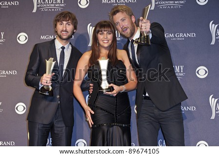 LAS VEGAS - APRIL 3 - Lady Antebellum in the press room at the 46th Annual Academy of Country Music Awards in Las Vegas, Nevada on April 3, 2011.  Lady Antebellum won the award for Top Vocal Group.