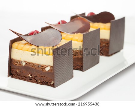 cakes on white dish & white background
