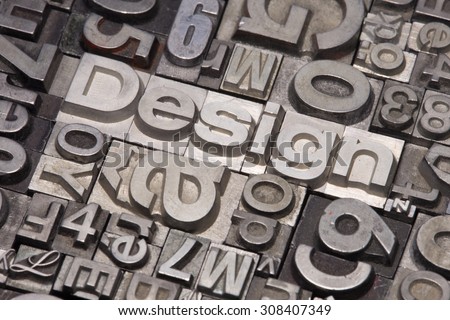 lead type letters form the word design