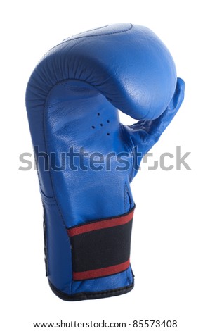 Blue training box gloves isolated white background