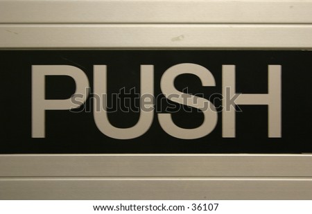 push sign on door