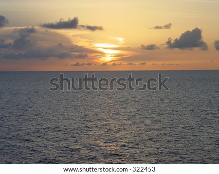 sunset horizon from cruise ship Caribbean