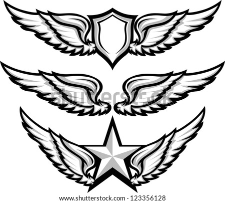 Shield and Wings Emblems Vector Illustration Shield and Wings Emblems Vector Illustration