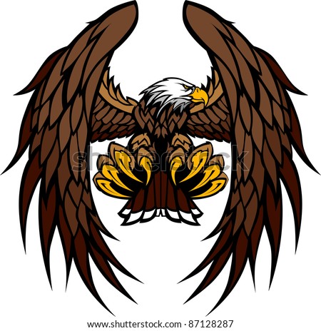 Cartoon Eagle Wings on Flying Eagle With Wings And Talons Graphic Mascot Vector Image