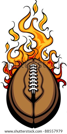 Flaming Football Ball Vector Cartoon burning with Fire Flames