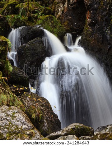 Lodore Falls.  A waterfall a short distance from Derwentwater, Cumbria in the English Lake District national park.