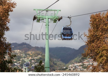 FUNCHAL, MADEIRA - NOVEMBER 12:  The Funchal cable car on the Portuguese island of Madeira pictured on November 12, 2014.  The cable car links the Funchal waterfront with the parish of Monte.