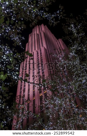 NEW YORK CITY, NOVEMBER 18:  A view of the Rockefeller Center in New York City on November 18th, 2014.  The Rockefeller Center was constructed in the 1930\'s and is located in Midtown Manhattan.