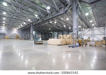 Large modern storehouse with some goods