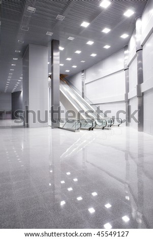 Elevators in hall of  modern business building