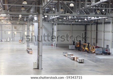 Large modern storehouse with some goods