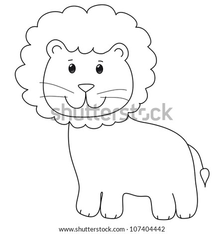 Logo Design Lion on Little Happy Lion Cartoon  Line Art  Coloring Stock Vector 107404442
