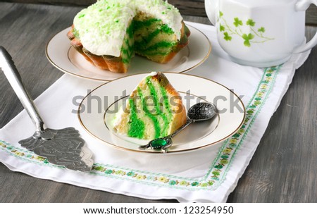 White and green zebra cake for Saint Patrick`s day